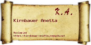Kirnbauer Anetta névjegykártya